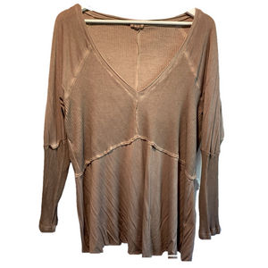 POL Brown Long Sleeve Top
